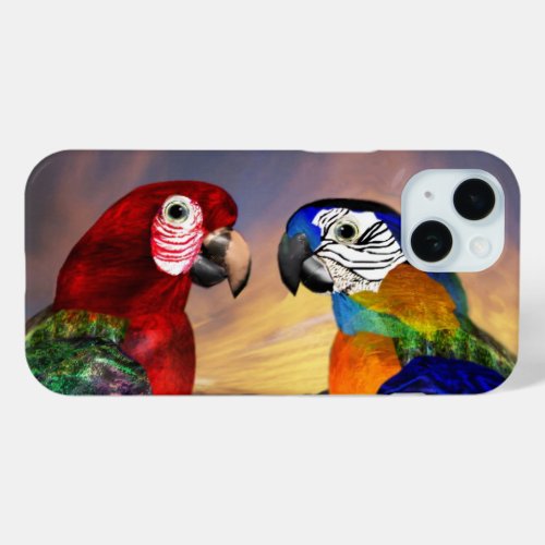 HYPER PARROTS RED AND BLUE ARA iPhone 15 CASE