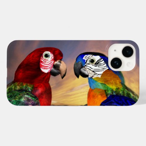 HYPER PARROTS RED AND BLUE ARA Case_Mate iPhone 14 CASE