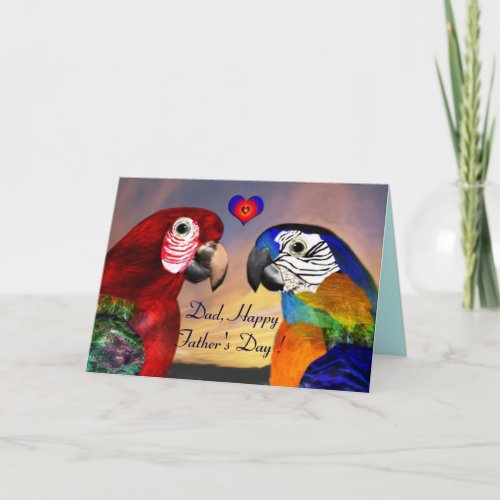 HYPER PARROTS  RED AND BLUE ARA Fathers Day Card