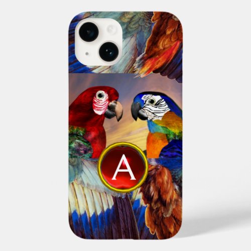 HYPER PARROTS RED AND BLUE ARA GEMSTONE MONOGRAM Case_Mate iPhone 14 CASE