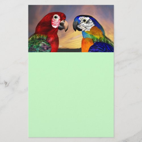 HYPER PARROTS  RED AND BLUE ARA green Stationery