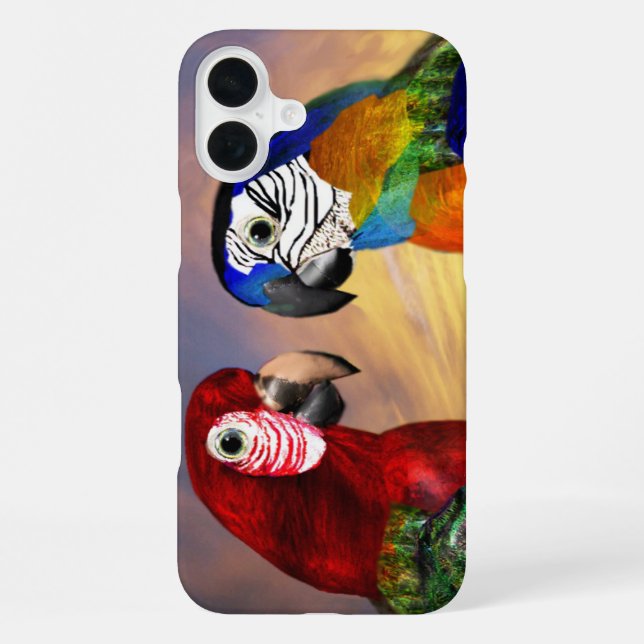HYPER PARROTS /RED AND BLUE ARA IPHONE CASE (Back)