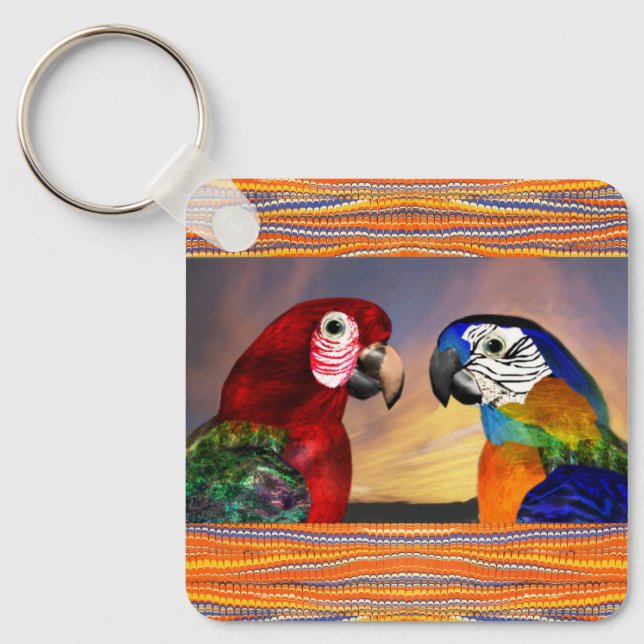HYPER PARROTS /RED AND BLUE ARA KEYCHAIN (Front)