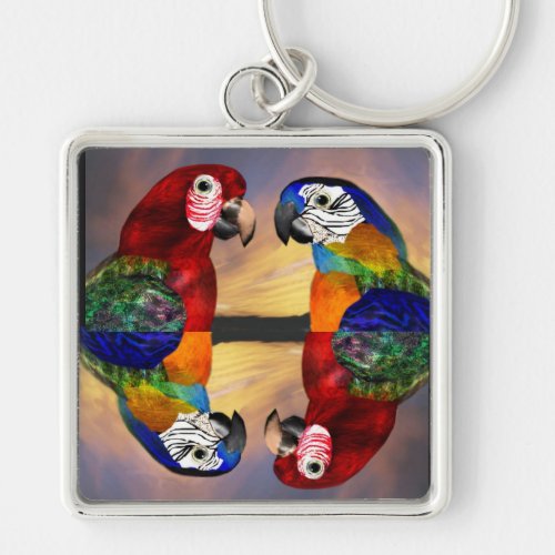 HYPER PARROTS RED AND BLUE ARA KEYCHAIN