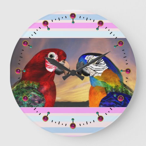 HYPER PARROTS  RED AND BLUE ARA LARGE CLOCK