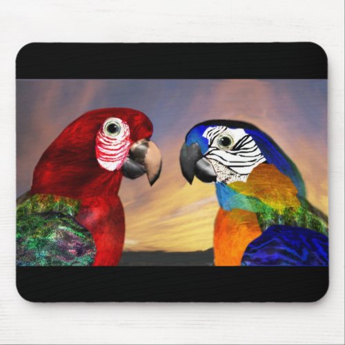 HYPER PARROTS RED AND BLUE ARA MOUSE PAD