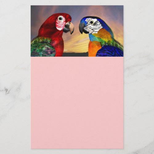 HYPER PARROTS  RED AND BLUE ARA pink Stationery