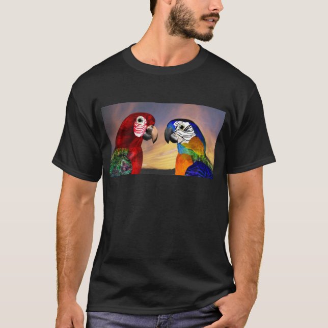 HYPER PARROTS /RED AND BLUE ARA T-Shirt (Front)
