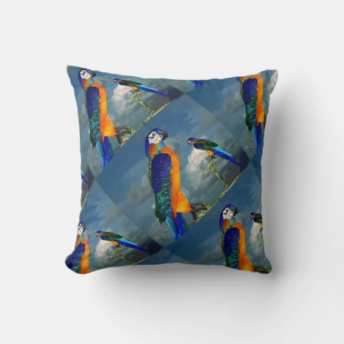 HYPER PARROTS  RED AND BLUE ARA THROW PILLOW