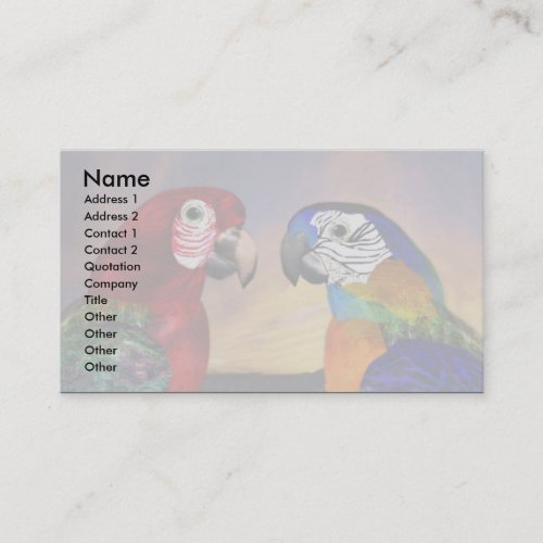 HYPER PARROTS  RED AND BLUE ARA white Business Card
