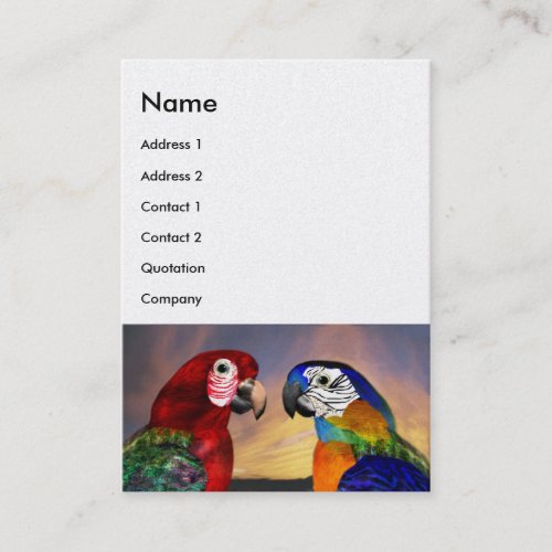 HYPER PARROTS  RED AND BLUE ARA  White Pearl Business Card