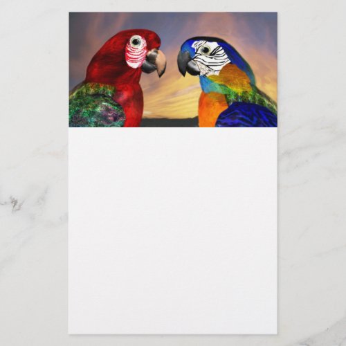 HYPER PARROTS  RED AND BLUE ARA white Stationery