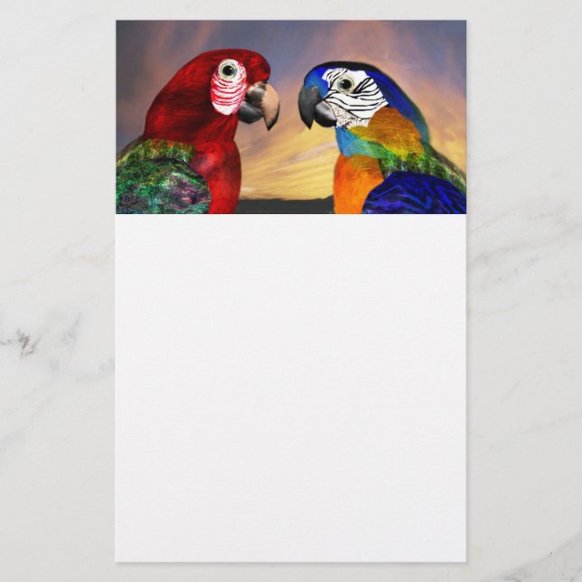 HYPER PARROTS / RED AND BLUE ARA ,white Stationery (Front)