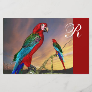 HYPER PARROTS / RED ARA MONOGRAM STATIONERY