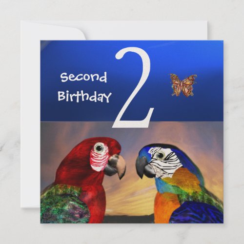 HYPER PARROTS  Second Birthday Party  Champagne Invitation