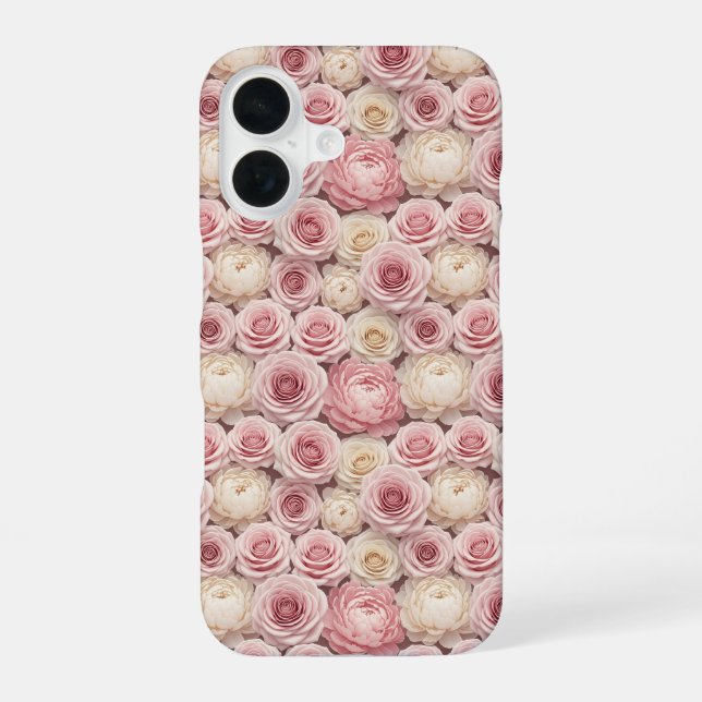 Hyper-Realistic 3D Pastel Rose & Peony iPhone Case (Back)