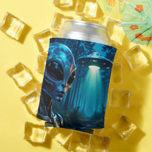 Hyper Realistic Alien and UFO in the Forest Can Cooler