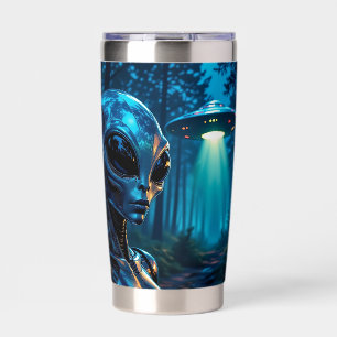 Hyper Realistic Alien and UFO in the Forest Insulated Tumbler