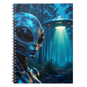 Hyper Realistic Alien and UFO in the Forest Notebook
