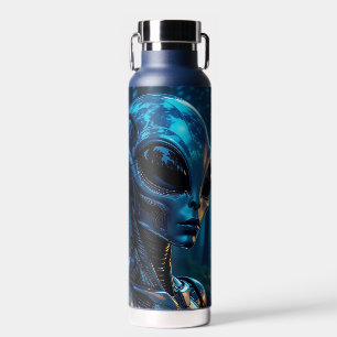 Hyper Realistic Alien and UFO in the Forest Water Bottle