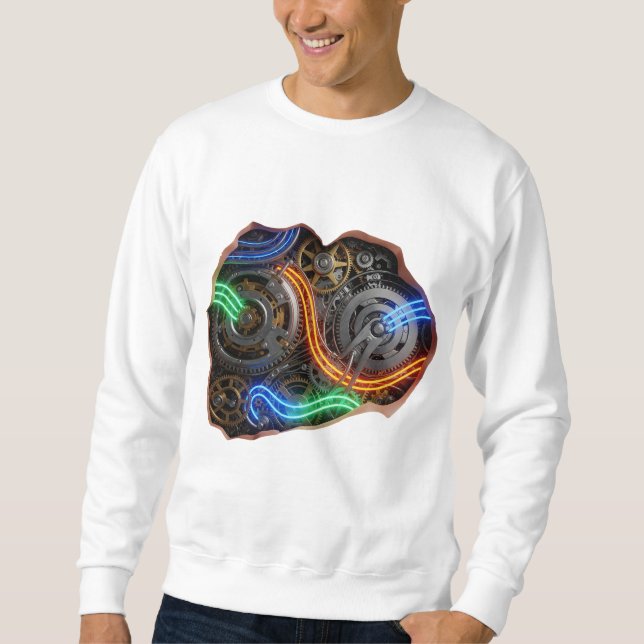 Hyper-Realistic Cybernetic 3D Mechanical Sweatshirt (Front)