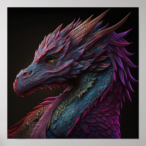 Hyper Realistic Dragon Art Poster
