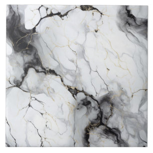 Hyper-Realistic Marble effect with Gold & Black Ceramic Tile
