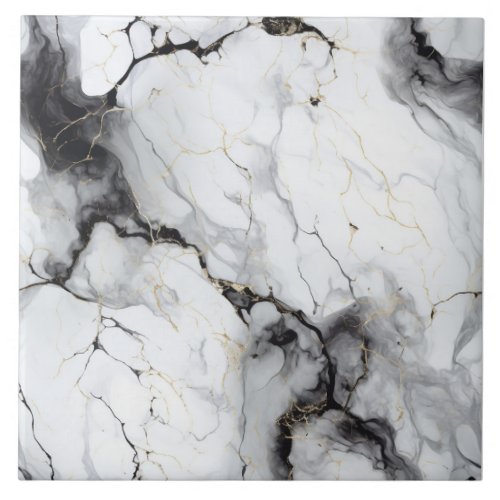 Hyper_Realistic Marble effect with Gold  Black Ceramic Tile