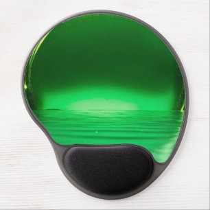 Hyper realistic opaque green abstract circular met gel mouse pad