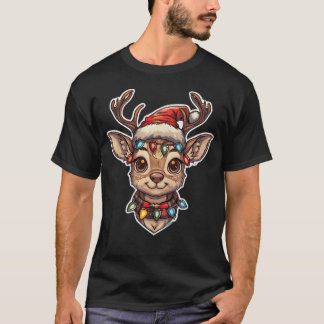 Hyper Realistic Reindeer With Christmas Lights San T-Shirt