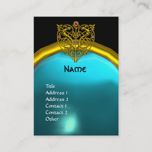 HYPER VALENTINE AQUAMARINE MONOGRAM  yellow blue Business Card