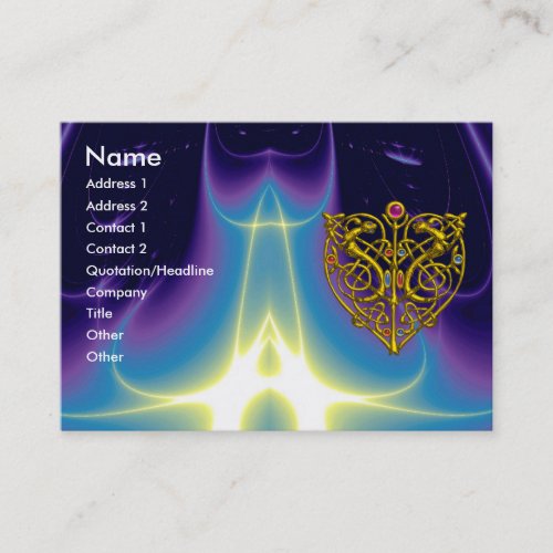 HYPER VALENTINE Gold Celtic Heart Blue Purple Business Card