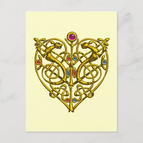 Hyper Valentine  Gold Celtic Heart Holiday Postcard