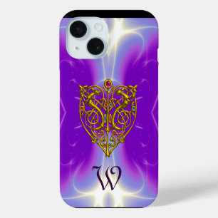 HYPER VALENTINE GOLD CELTIC HEART MONOGRAM Purple iPhone 15 Case
