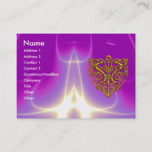 HYPER VALENTINE,GOLD CELTIC HEART Purple Pink Business Card