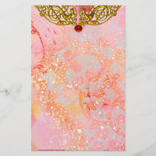 HYPER VALENTINE  /GOLD CELTIC HEART Ruby Pink Stationery