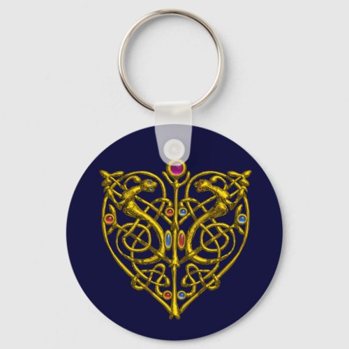 HYPER VALENTINE GOLD CELTIC KNOT HEART Blue Keychain