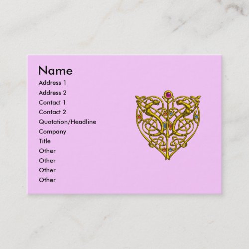 HYPER VALENTINE GOLD CELTIC KNOT HEART JEWEL Pink Business Card