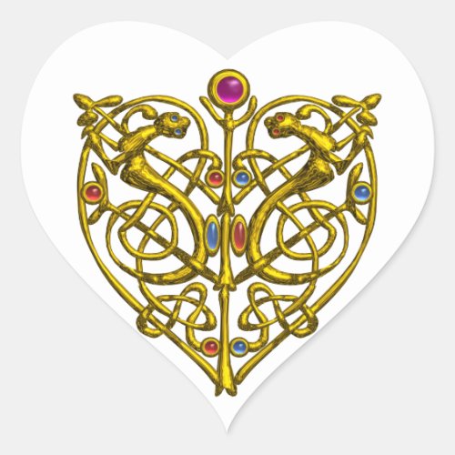 HYPER VALENTINE GOLD CELTIC KNOT HEART WITH GEMS HEART STICKER