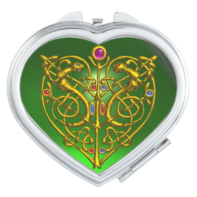HYPER VALENTINE GREEN EMERALD HEART COMPACT MIRROR (Front)