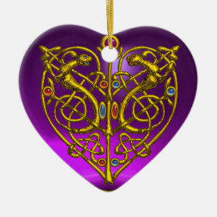 HYPER VALENTINE HEART Amethyst & Blue Aquamarine Ceramic Ornament