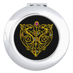 HYPER VALENTINE HEART Gold Celtic Knot Animals Makeup Mirror