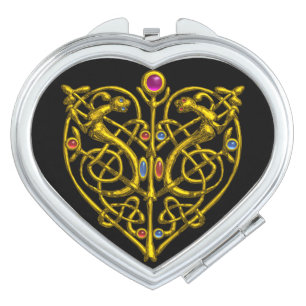 HYPER VALENTINE HEART Gold Celtic Knots Vanity Mirror