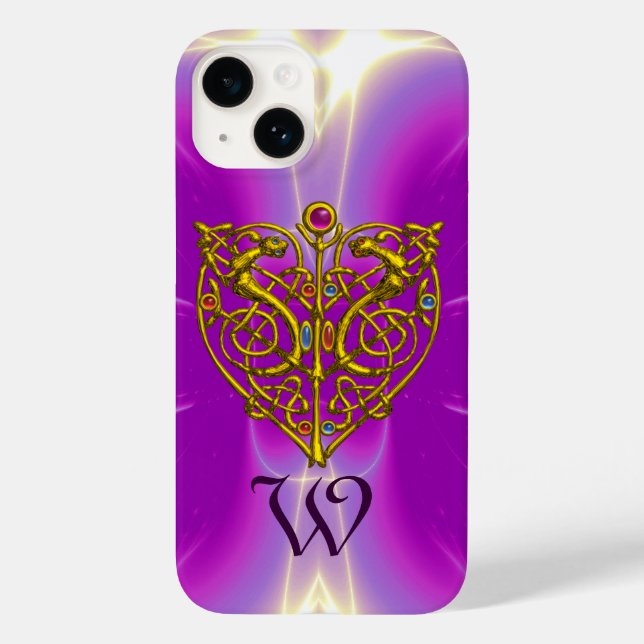 HYPER VALENTINE MONOGRAM  Pink Fuchsia Purple Case-Mate iPhone Case (Back)