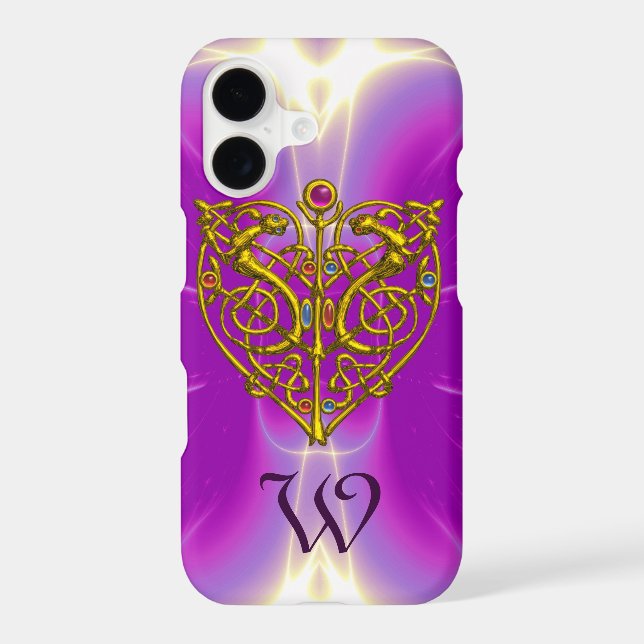 HYPER VALENTINE MONOGRAM  Pink Fuchsia Purple Iphone Case (Back)