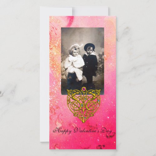 HYPER VALENTINE Pink Fuchsia  Gold Sparkles Holiday Card