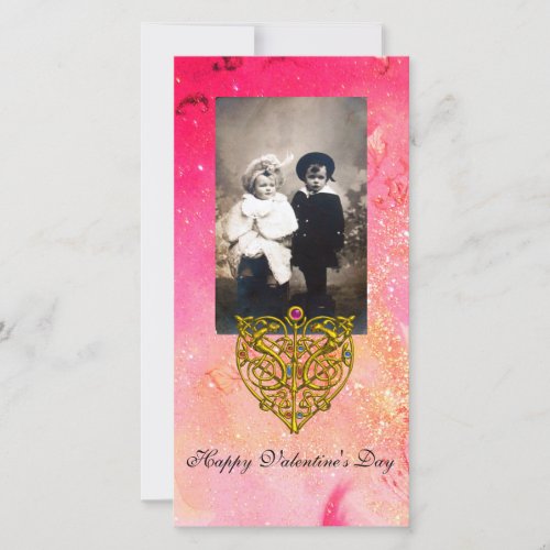 HYPER VALENTINE Pink Fuchsia  Gold Sparkles Holiday Card