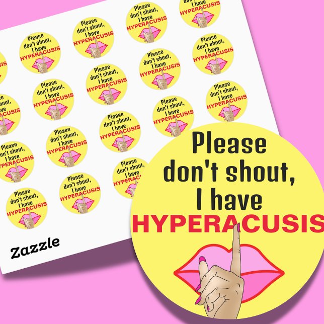 Hyperacusis be quiet silence noise classic round sticker (Creator Uploaded)