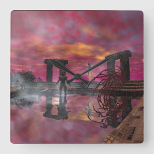 HYPERION TEMPLE OF WATER Science Fiction,Sci-Fi Square Wall Clock