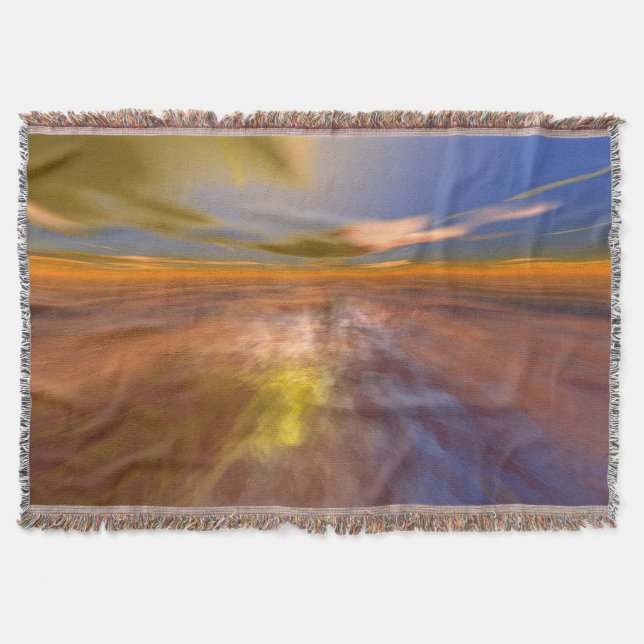 HYPERION WORLD, ALIEN SEASCAPE SKY ,CLOUDS Sci-Fi Throw Blanket (Front)